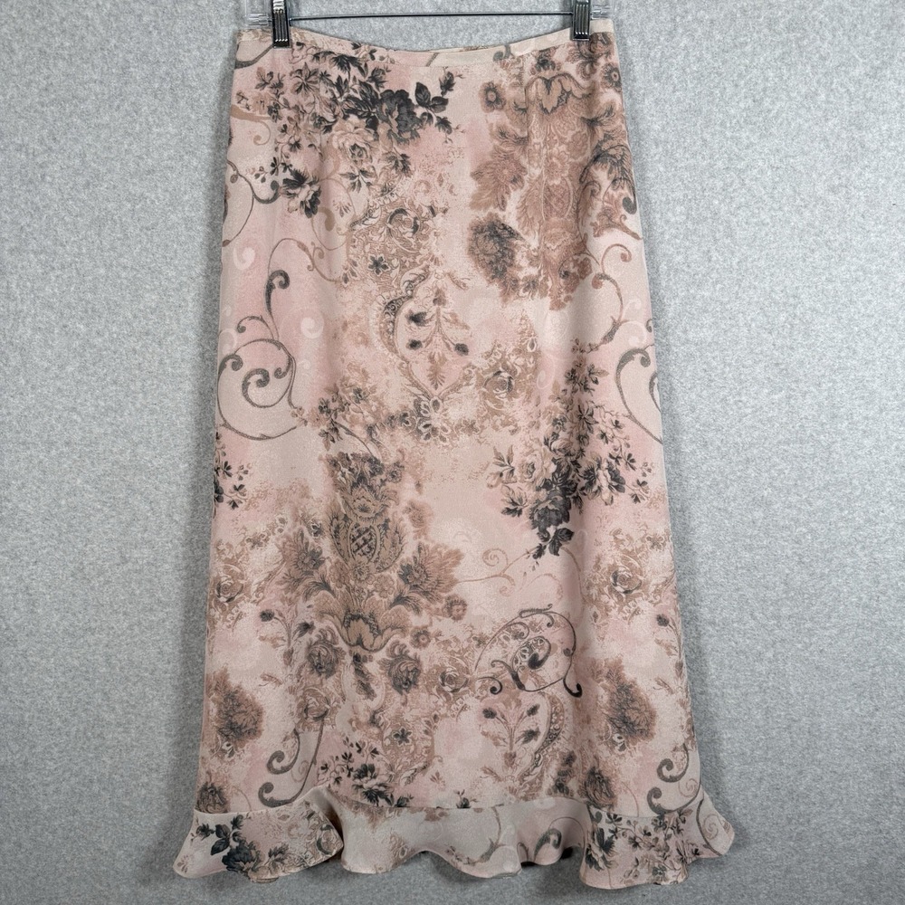 Pendelton skirt womens 8 pink floral fairy Y2K vintage midi‎ whimsy